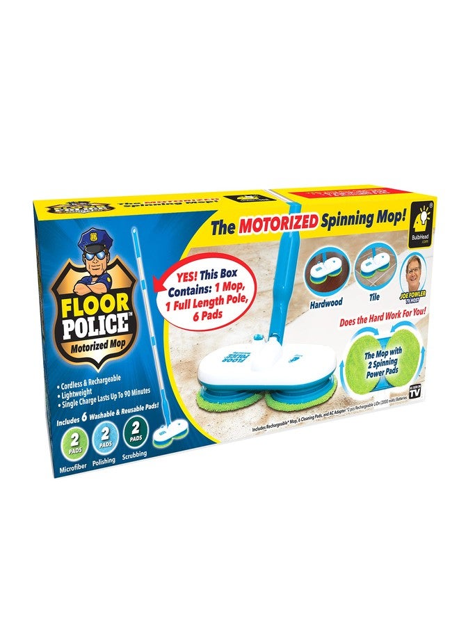 Bulbhead Original As Seen On TV Floor Police Mop with Motorized Dual Spinning Mopheads & 6 Unique Cleaning Pads by BulbHead, Lightweight, Rechargeable & Cordless, Great Hardwood Floor and Tile Cleaner - Image 1